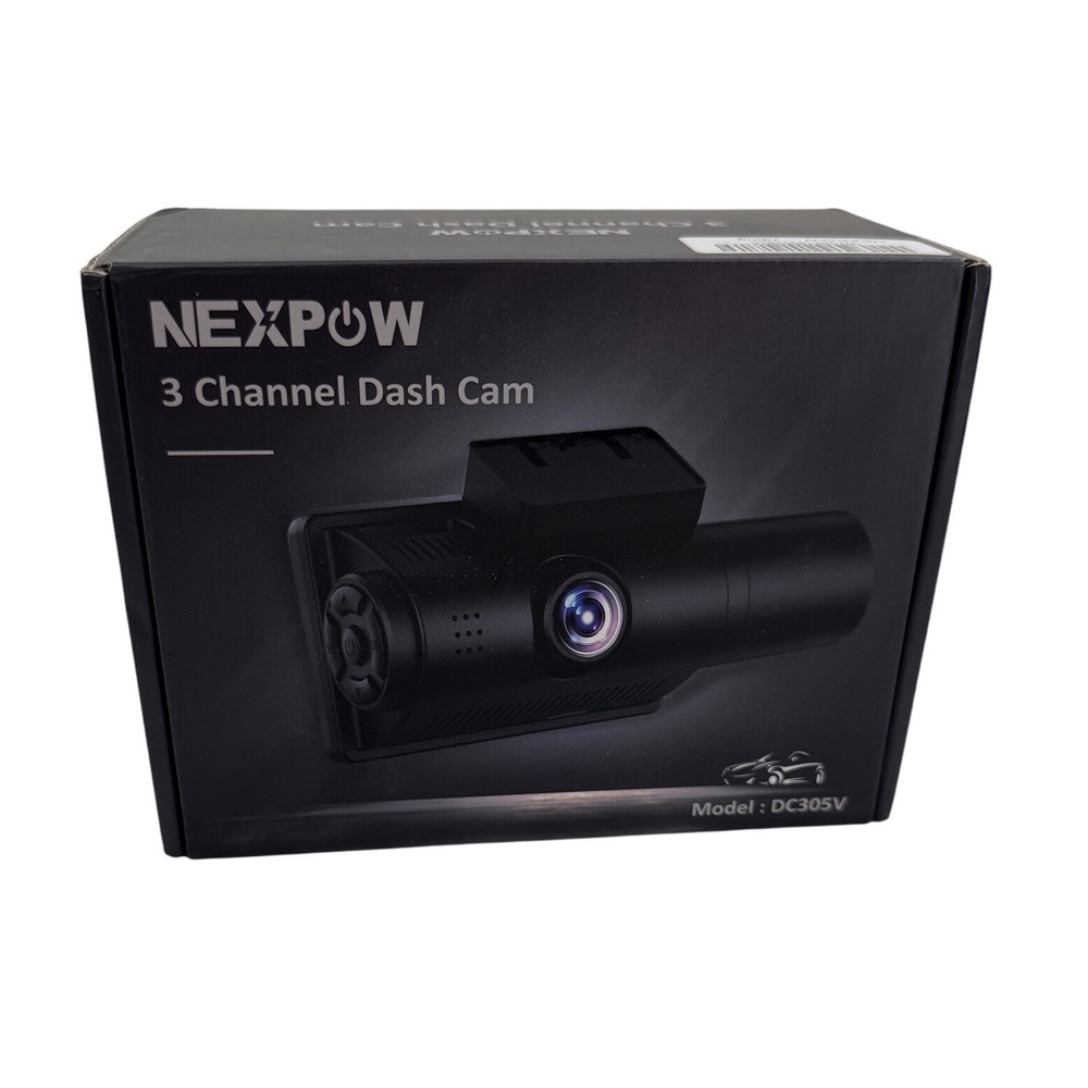 NEXPOW‎ 3 Channel Dash Cam 2.5K Front 1080P Interior Rear DC305V Black NIB